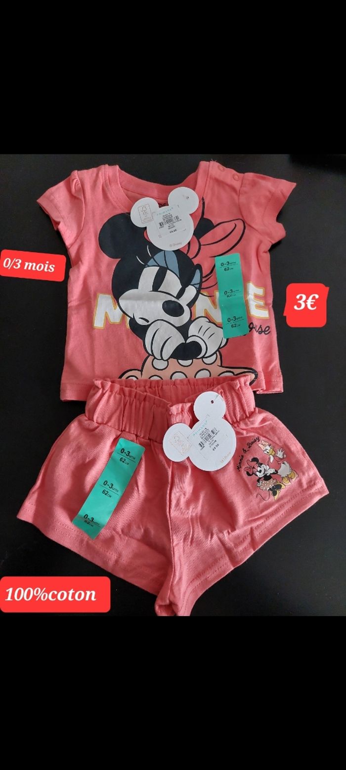Short et haut Minnie fille 0/3 mois