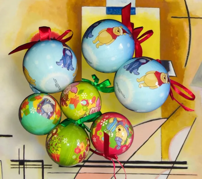 Lot de 7 boules de Noël Bourriquet / Porcinet / Tigrou ( Disney, Winnie The Pooh )