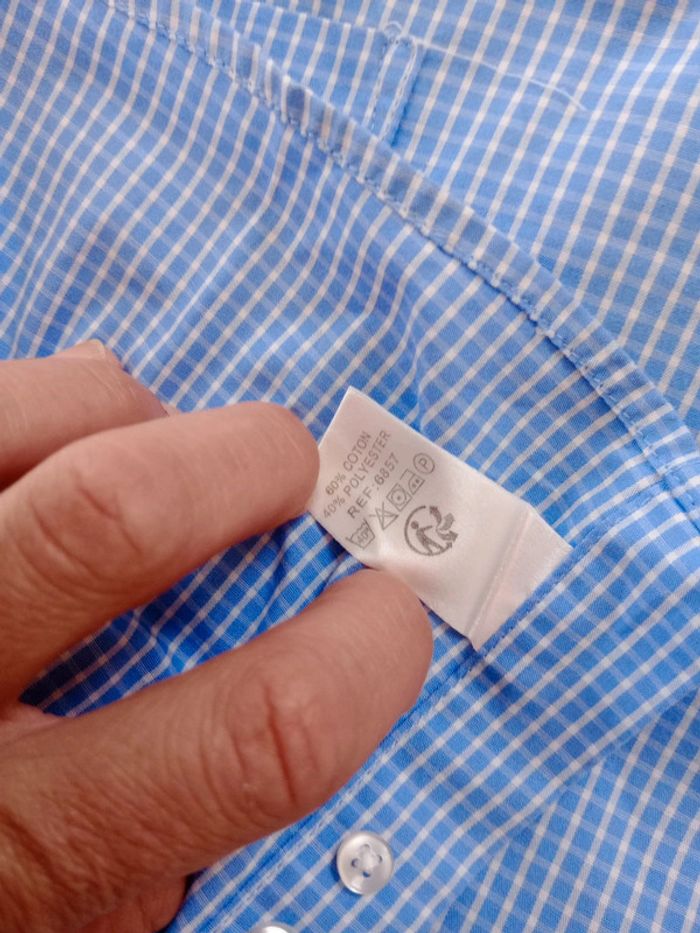 Chemise homme taille 5 43-44 vichy bleu c84 - photo numéro 16