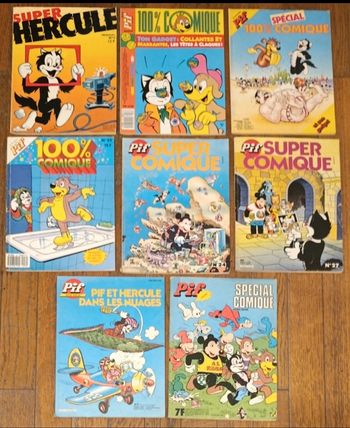 Lot de 8 anciens magazines Pif et Hercule années 80 vintage