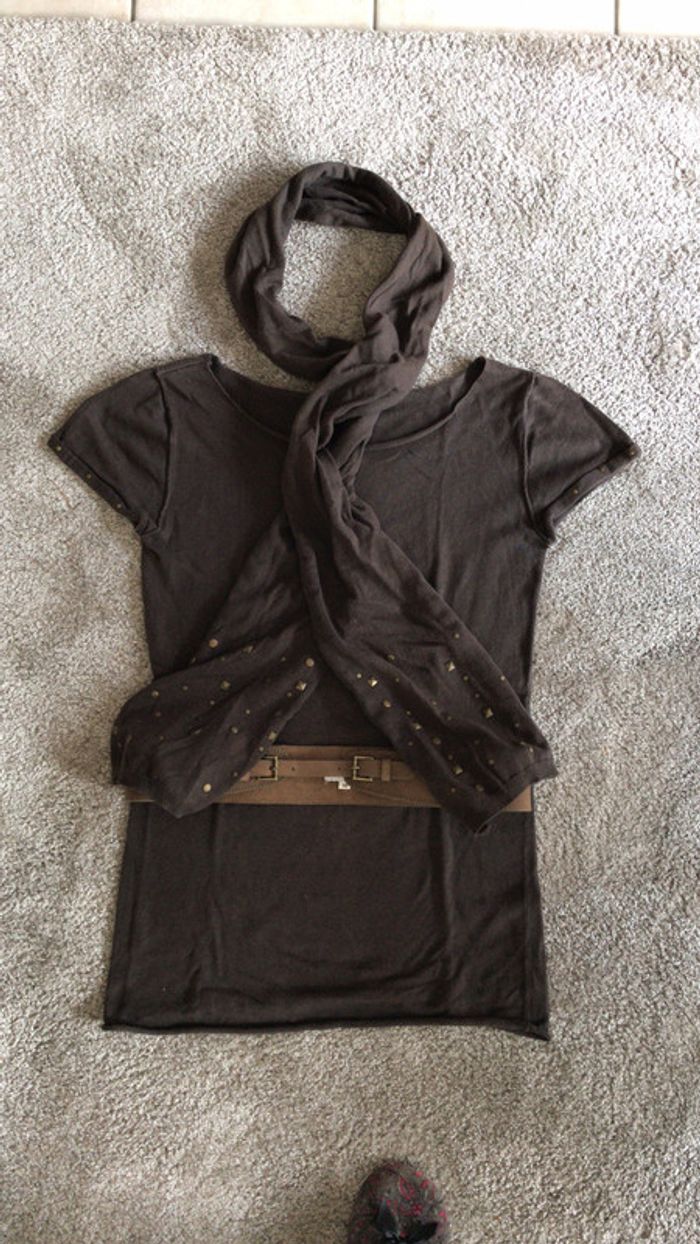 Ensemble Pull écharpe coton/cachemire