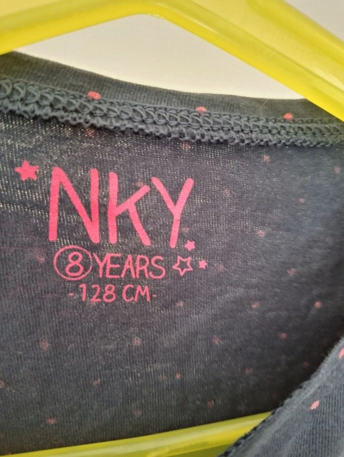 Lot 3 t-shirts 8 ans enfant fille NKY et Orchestra rose, bleu et marron - photo numéro 9