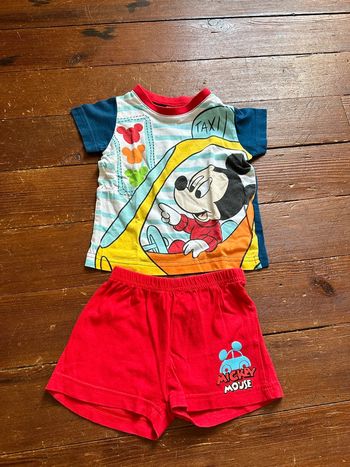 Ensemble pyjama Disney Mickey rouge bleu 12 mois