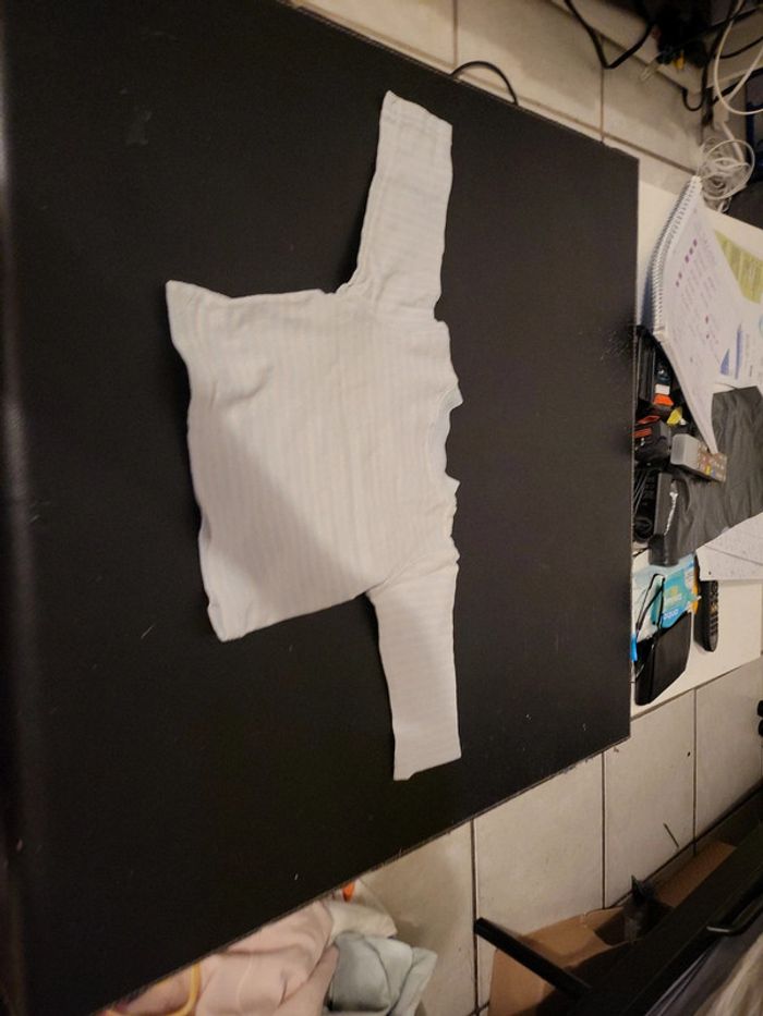 Tee-shirt bleu pastel rayer poisson d'hiver 12M grain de blé - photo numéro 7