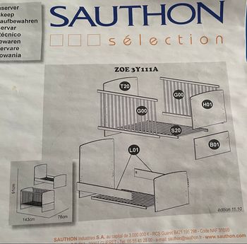 Lit bébé évolutif Sauthon
