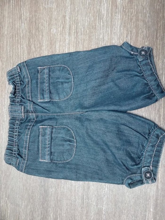 Bébé fille 6 mois pantalon sarouel court jean été TAO élégant - photo numéro 2