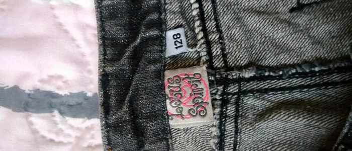 Pantacourt en jean avec broderies gris fille 8 ans lotus spirit - photo numéro 9