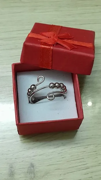 Bague Bohème, anti stress, avec perles en métal, couleur argenté, taille 58