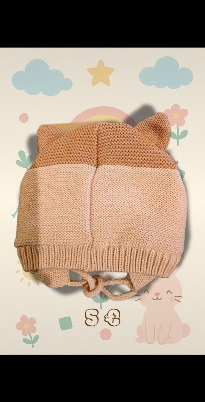 : 🐱 Bonnet bébé Tape à l’œil 3-9 mois – tout doux & chaud, motif chat 😻 - photo numéro 2