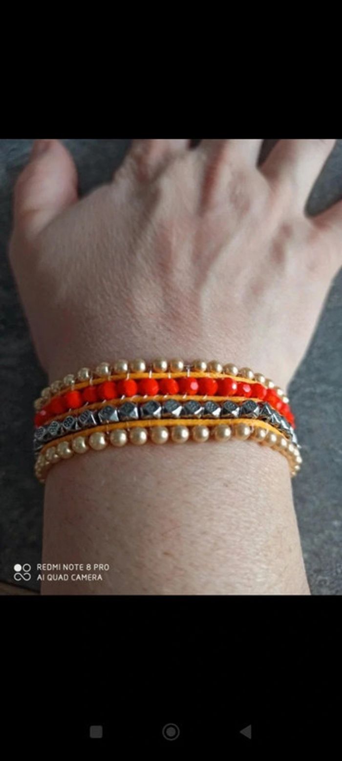 Bracelet aimanté perles orange - photo numéro 3