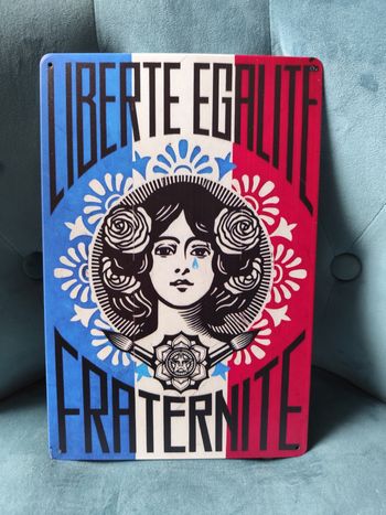 Plaque métal Liberté Egalité Fraternité Marianne neuve 20x30cm