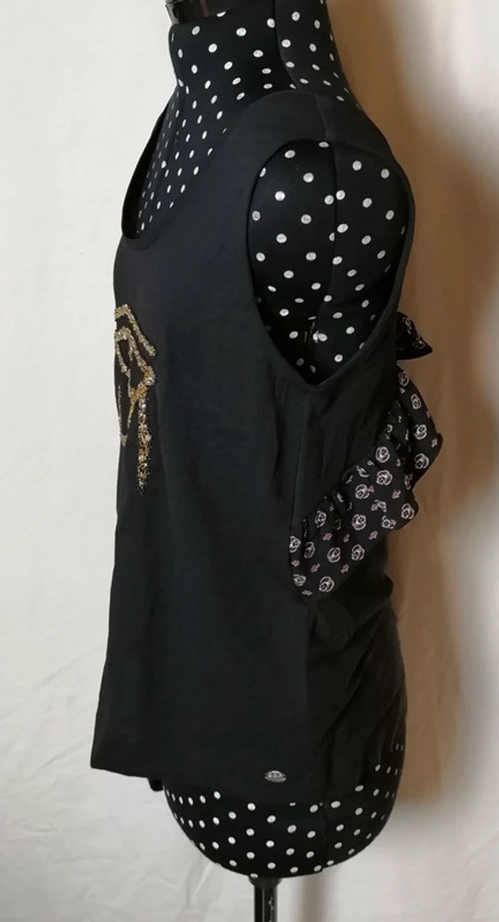 Top / débardeur noir motif égyptien oeil hiéroglyphes perles taille S DDP - photo numéro 4