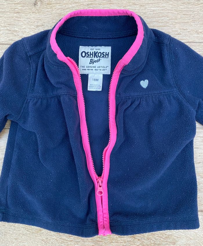 Polaire pull chaud zip fermeture éclair bleu fille 18 mois Oshkosh - photo numéro 3