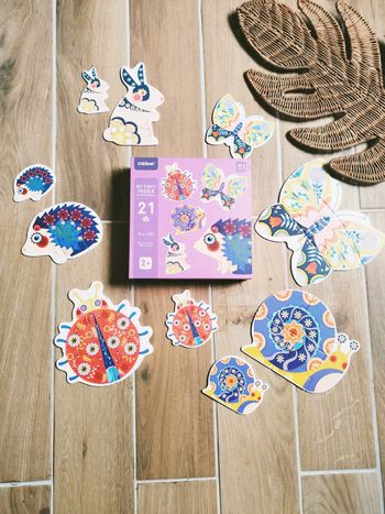 🦋Coffret évolutif Mon premier puzzle avec divers animaux colorés marque Mideer