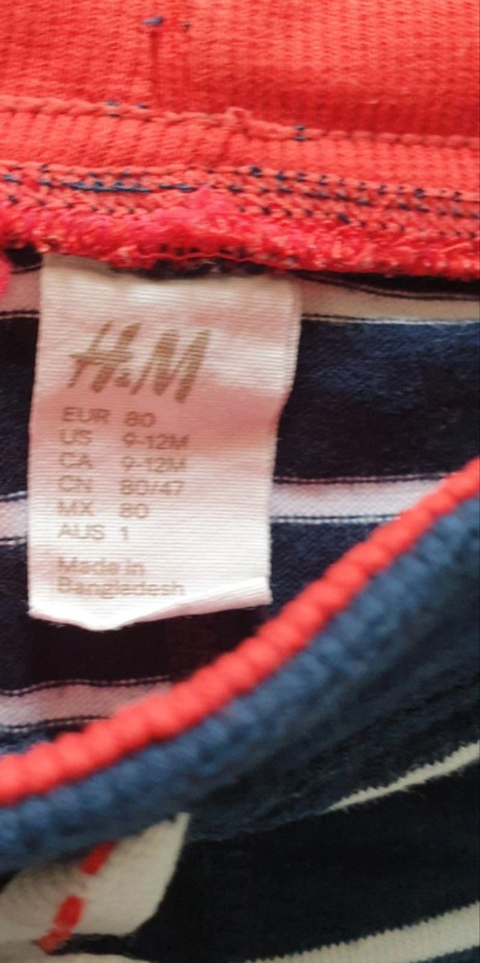Short molleton rayé, taille 9 - 12 mois, H&M - photo numéro 2