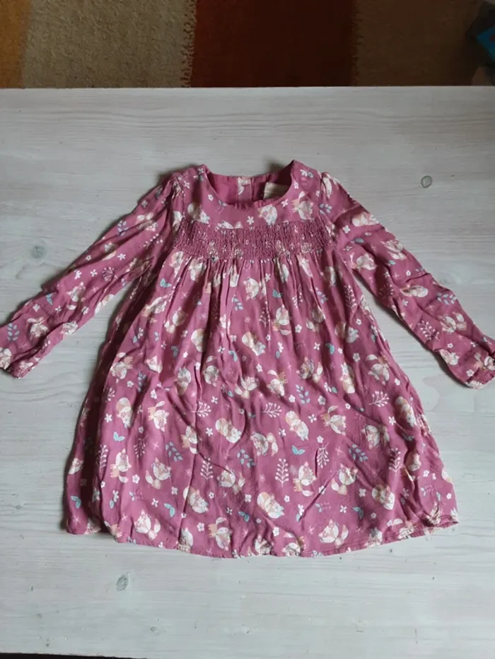 Robe renard fleurs automne rose T. 3 ans