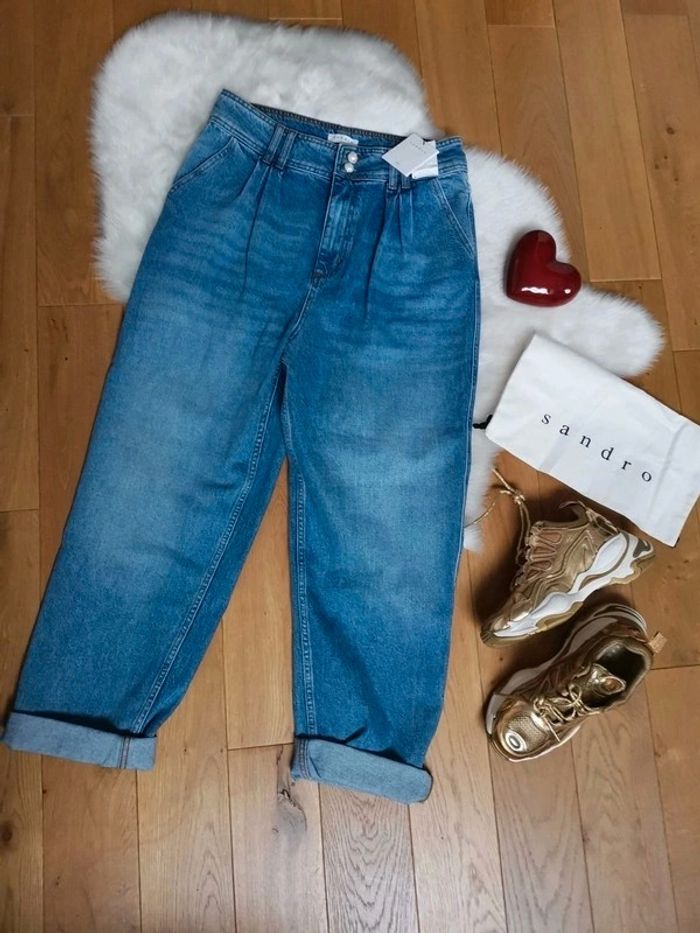 Magnifique jeans Sandro Taille haute avec boutons perles | neuf avec étiquette 175€