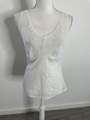 Débardeur en dentelle blanc Thermolactyl Damart Vintage T38 M