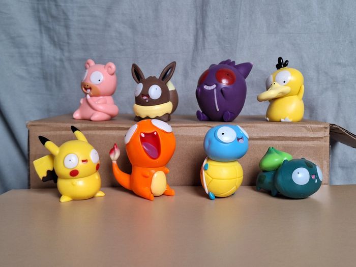 Lot de 8 figurines Pokémon rigolotes Ectoplasma, Salamèche, Carapuce, Bulbizarre, Pikachu, Évoli - photo numéro 3