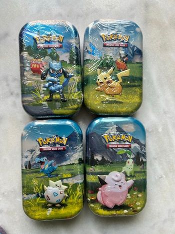 Pokémon Mini Tin Lot x4 Scellées – Pikachu Riolu Togepi Clefairy – Neuf 