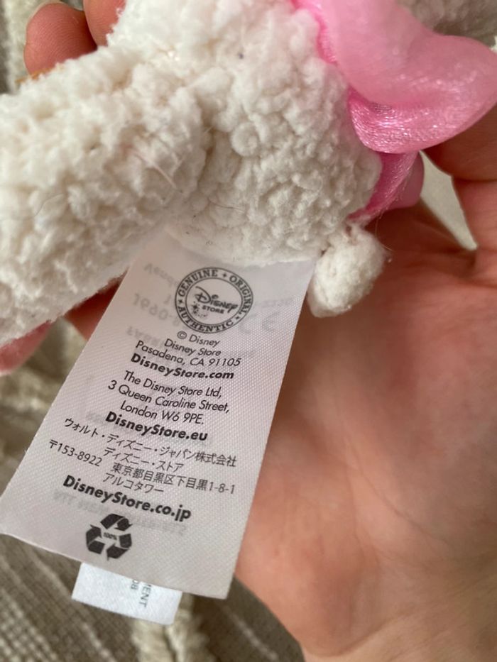 Peluche Doudou 20cm disney store Lambie McStuffins mouton rose et blanc parfait état - photo numéro 4
