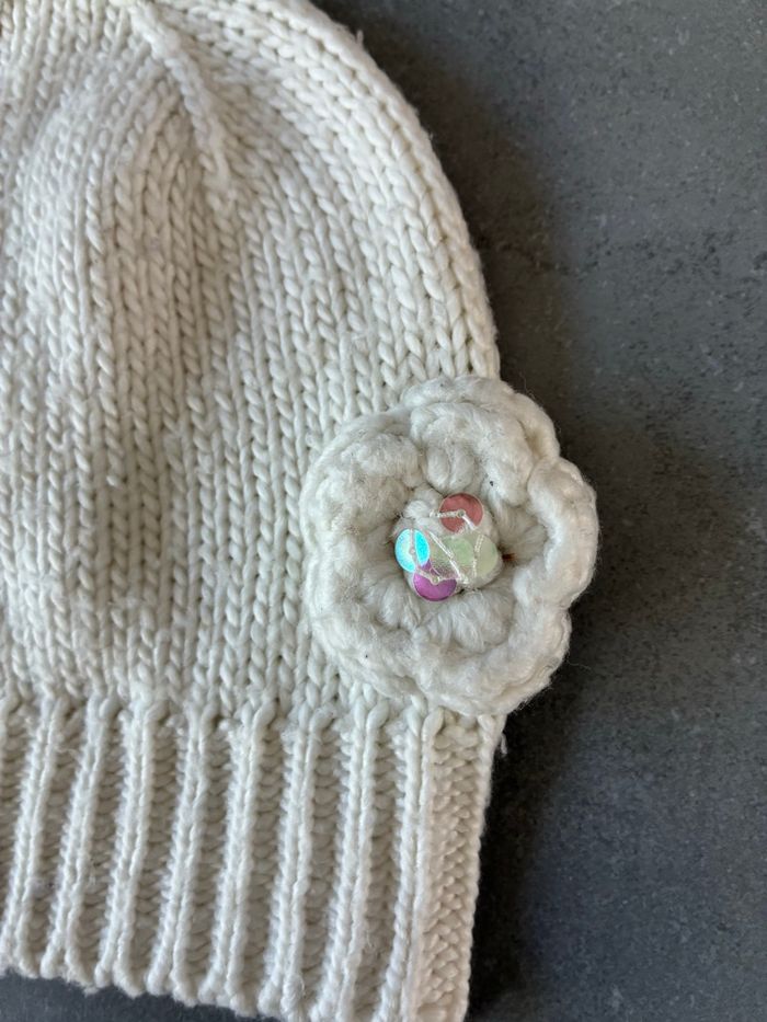 Bonnet hiver fille avec fleur - photo numéro 3