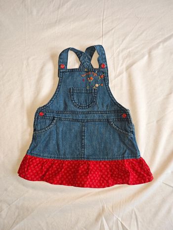 Jolie robe en jean et tissu 3 mois Sucre d'orge