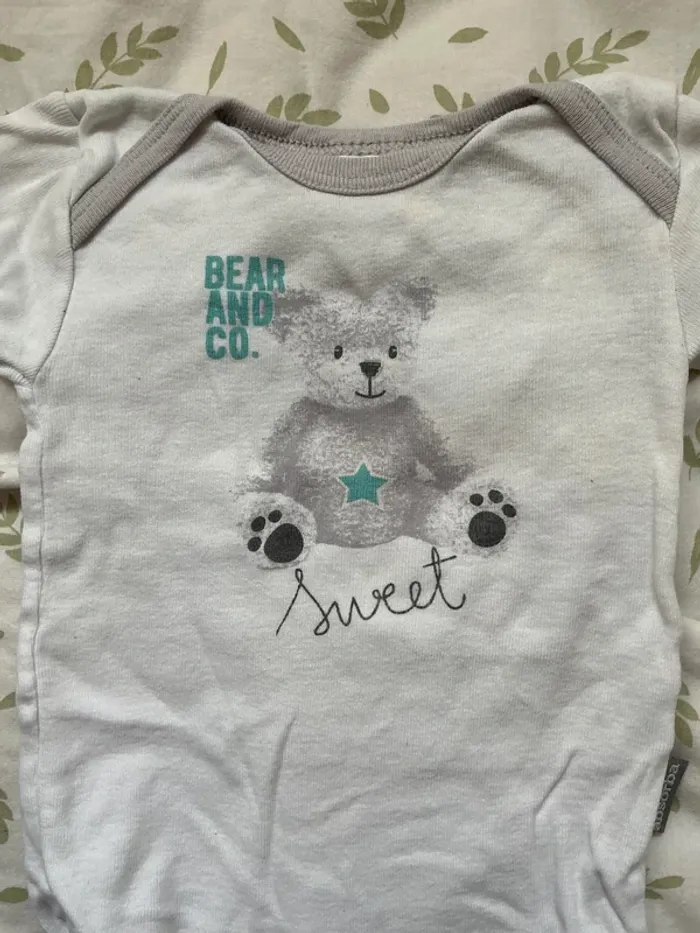body manches courtes blanc et gris 9 mois absorba - photo numéro 5