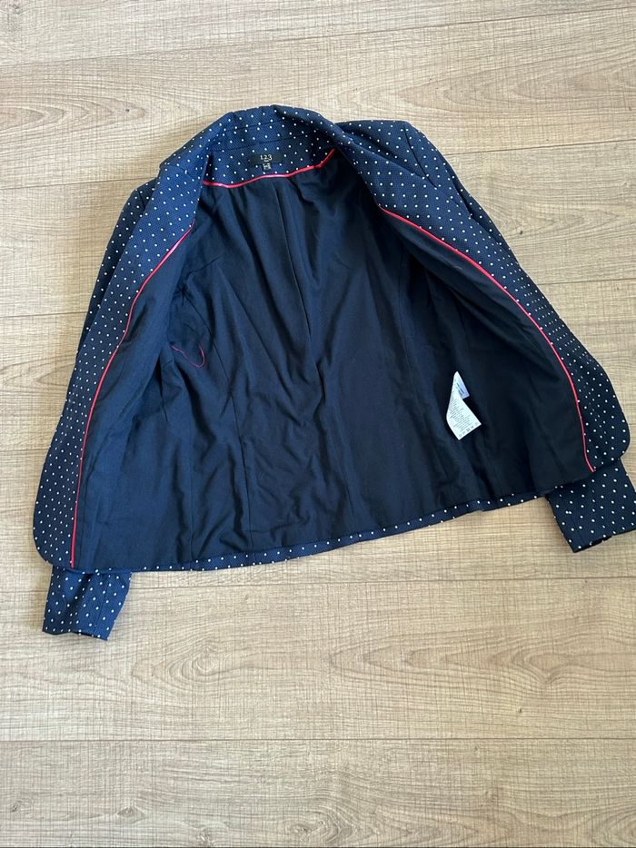 Blazer bleu marine à pois 123 taille française 36 jamais porté - photo numéro 8