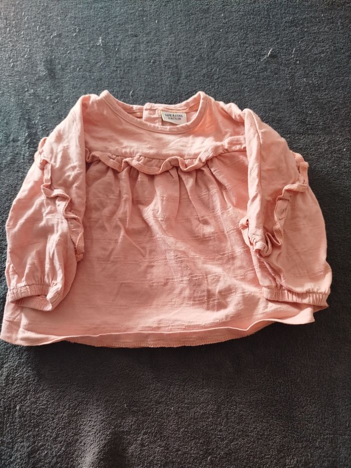 Blouse rose corail à volants Tape à l'Œil – 12 mois (74 cm) - photo numéro 1