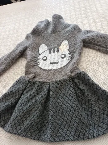 Robe en laine 5 ans gris et noir