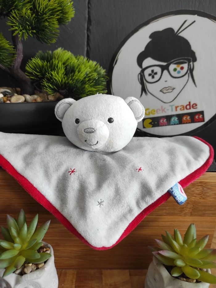 Doudou Knuffel Comforter Ours Sucre D'orge. Etoile Rouge Gris #geektradedoudou
