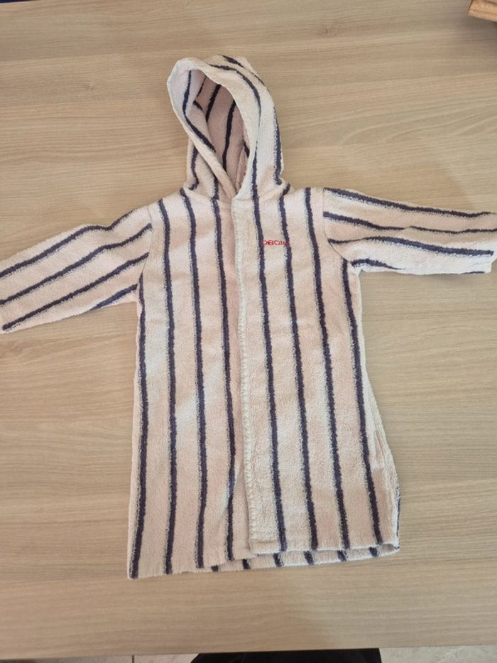 Peignoir rayé blanc et bleu 18 mois obaibi