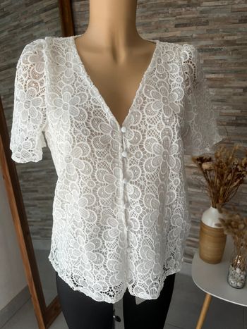 Blouse blanche tendance avec dentelle