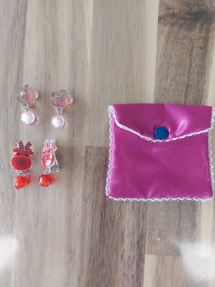 Lot de 2 clips pour fille + pochette