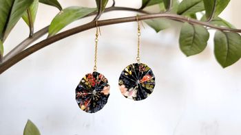 Boucles d'oreille pendantes origami rond washi japonais