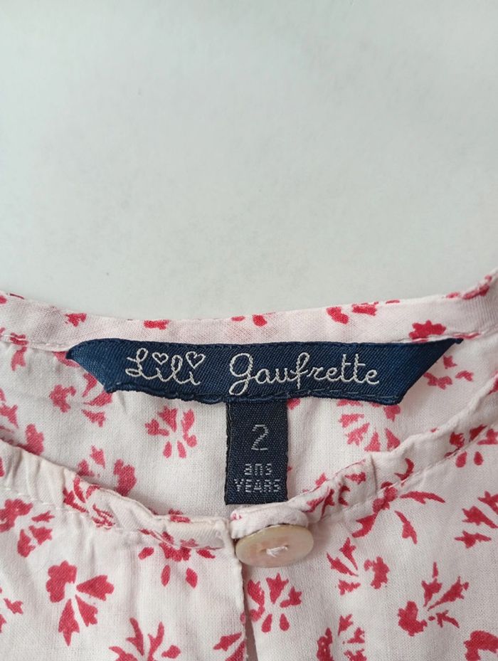 Blouse blanche fleur rose Lili Gaufrette taille 2 ans - photo numéro 3
