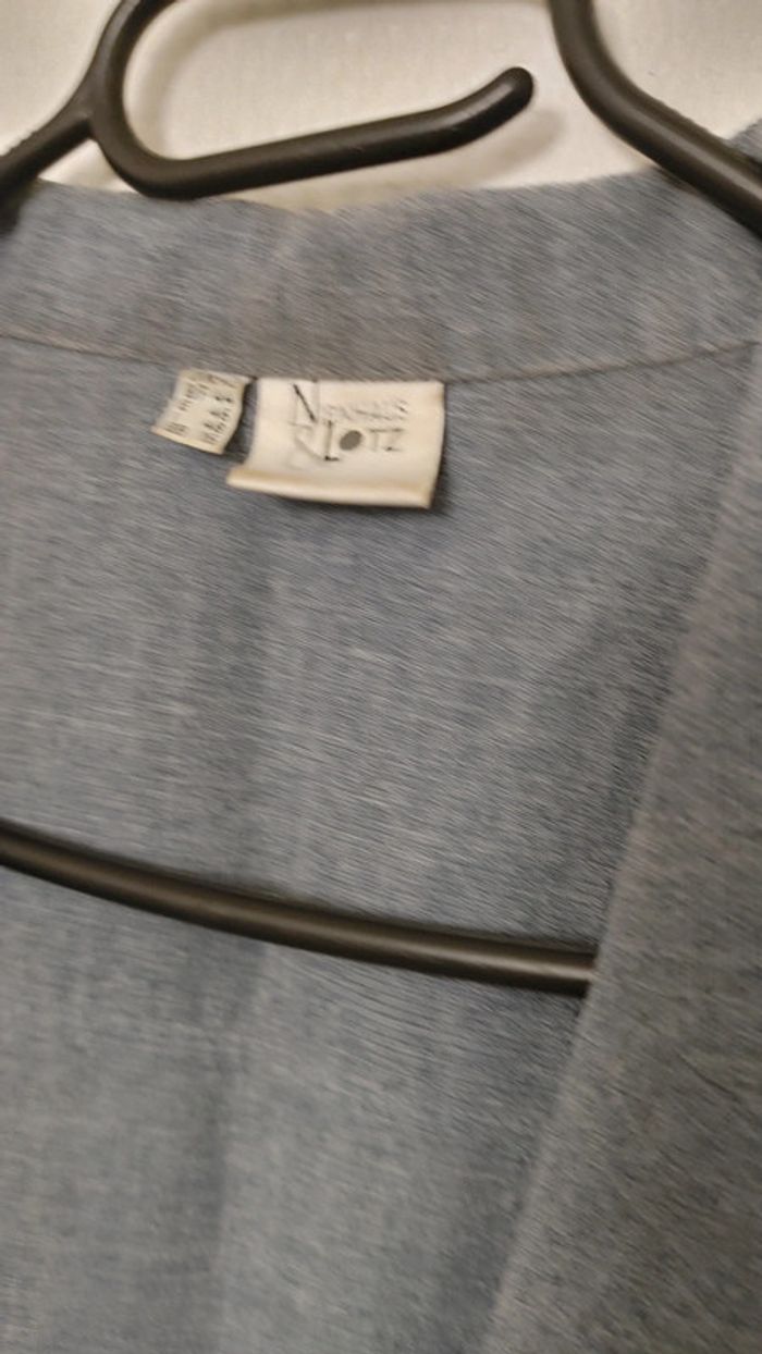 Veste gris fluide ceinture bouton 2 poches latérales col - photo numéro 6
