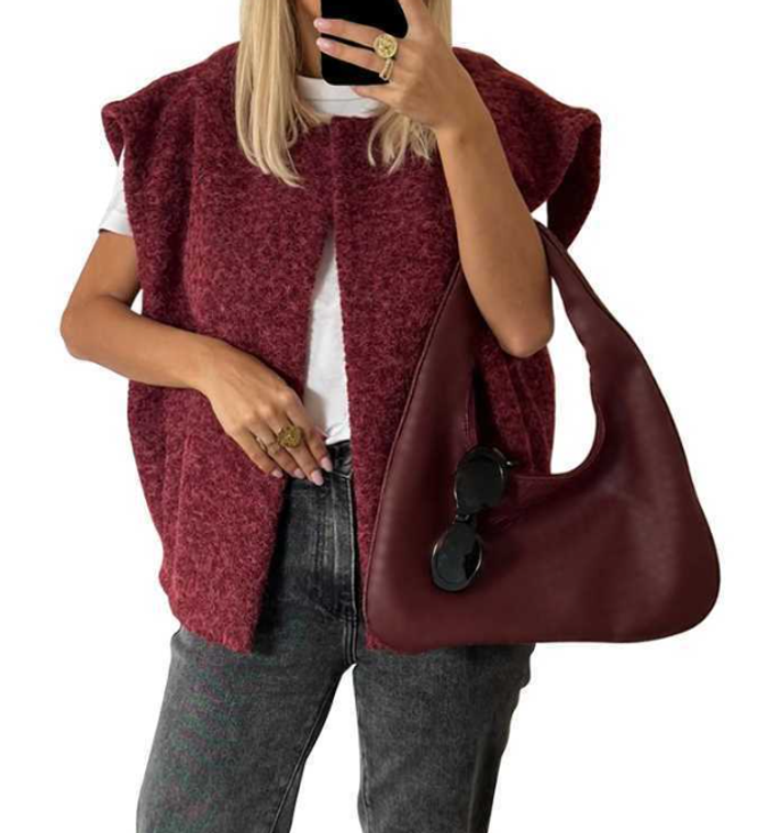 Gilet - Bordeaux - Sans Manches- Décontracté - Cocooning - Automne