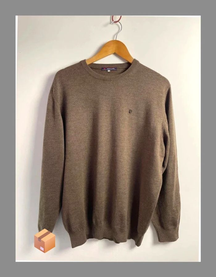 Pull Pierre Cardin – Taille XXL – Marron – Laine & acrylique