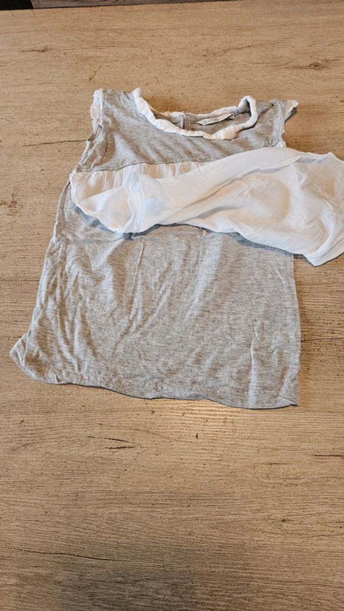 Blouse sans manche grise avec rabat blanc,Buissonnière, 8 ans - photo numéro 4