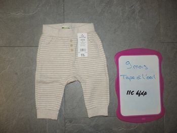 pantalon tape à l'oeil taille 9 mois neuf
