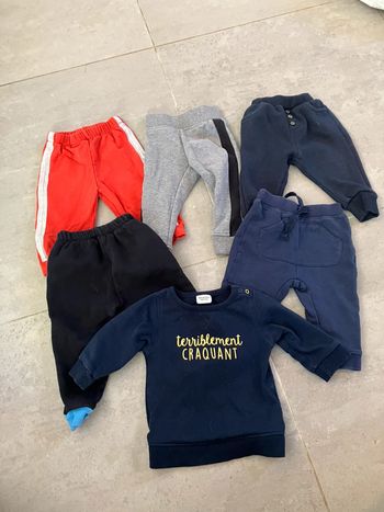Lot de 5 pantalons jogging + 1 sweat 9 mois