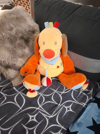 Peluche chien orange jaune Tim & Lily NATTOU