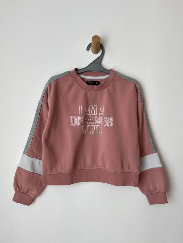 Sweat court rose “I am a dreamer mind” - Tex 6-7 ans - photo numéro 2