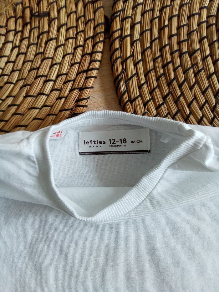 Salopette courte en jean + tee shirt blanc neufs Lefties taille 12/18 mois - photo numéro 10