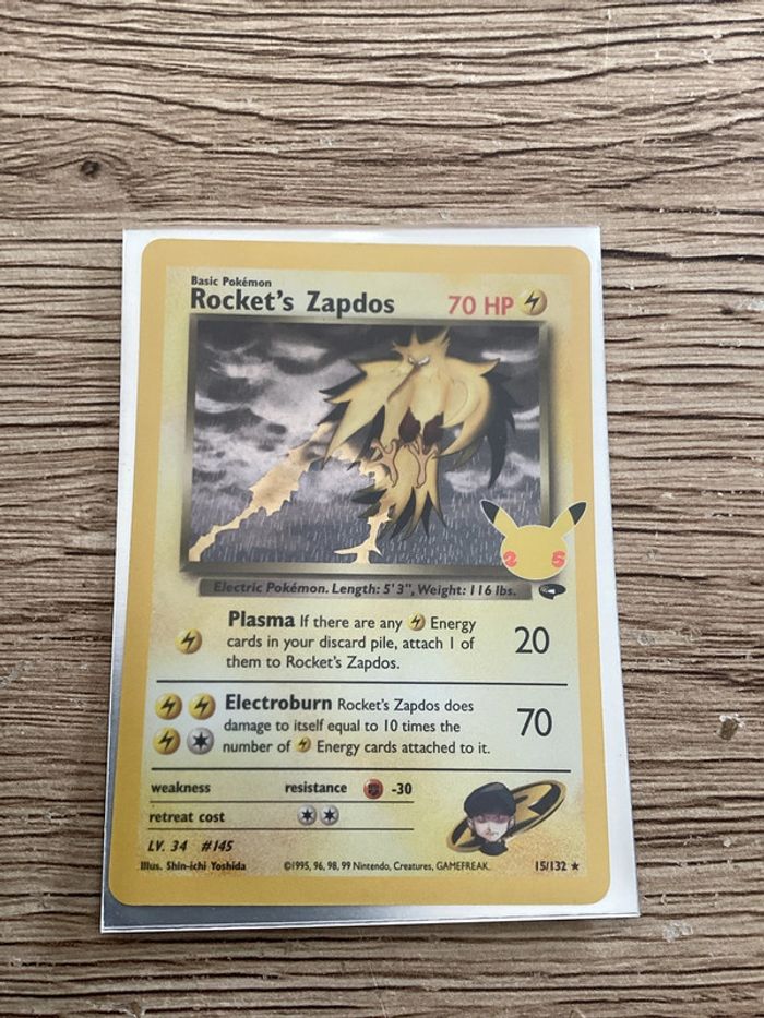 carte Pokémon 15/132 rocket’s zapdos célébration 25ans anglais ANG - photo numéro 5