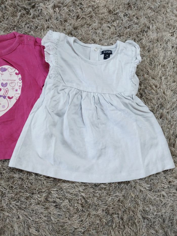 De deux t-shirt manches courtes bébé fille taille 6 mois été - photo numéro 2