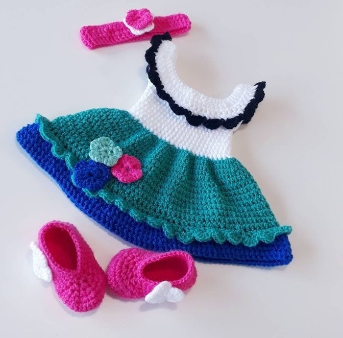 Vêtement bébé fille robe crochet noeud 6 mois - photo numéro 3