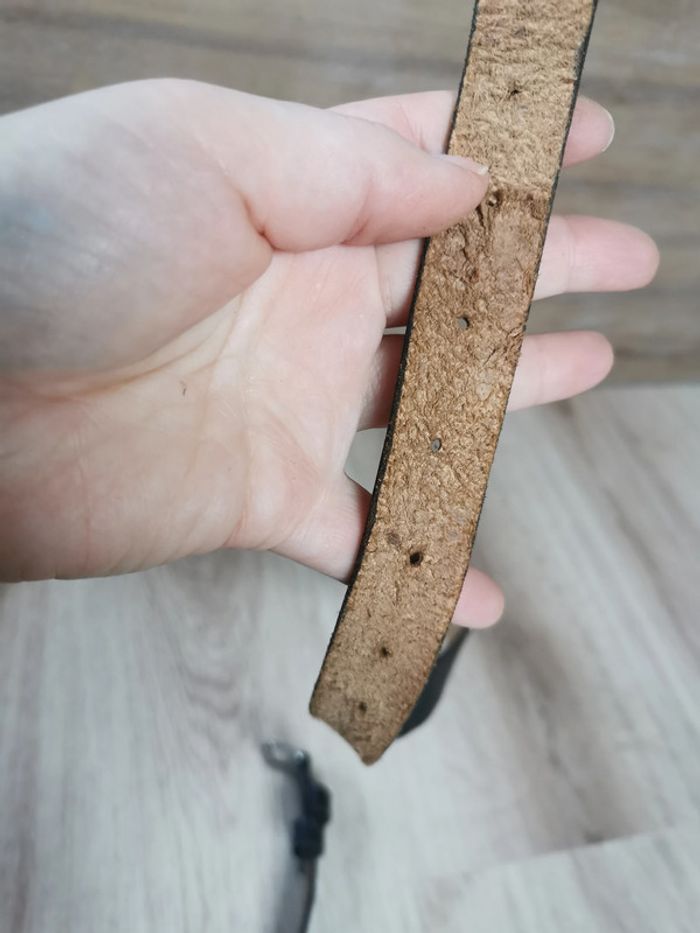 Ceinture fine en cuir noir - photo numéro 4